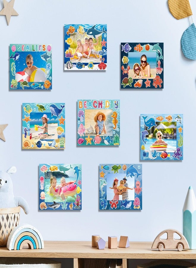 BLSUREFYX 64 Sets Under The Sea Picture Frame Craft 6.3 x 4.7 Inch Summer Ocean Photo Frame Crafts with Sea Animals Stickers for Kids School Classroom Summer Party Gifts Game Supplies - Image 5